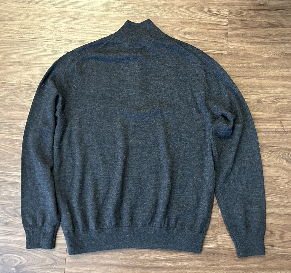 Suéter Pullover Murano Extra Fino Lana Merino 1/4 Cremallera Gris Carbón Talla L Foto 3 de 4