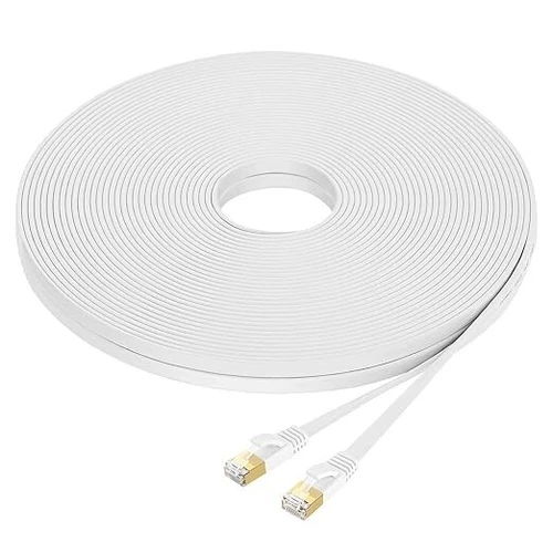 Câble Réseau Ethernet RJ45 Cat7 10Gbps 600MHz Plat Blanc 1m à 60m LAN PC Gaming