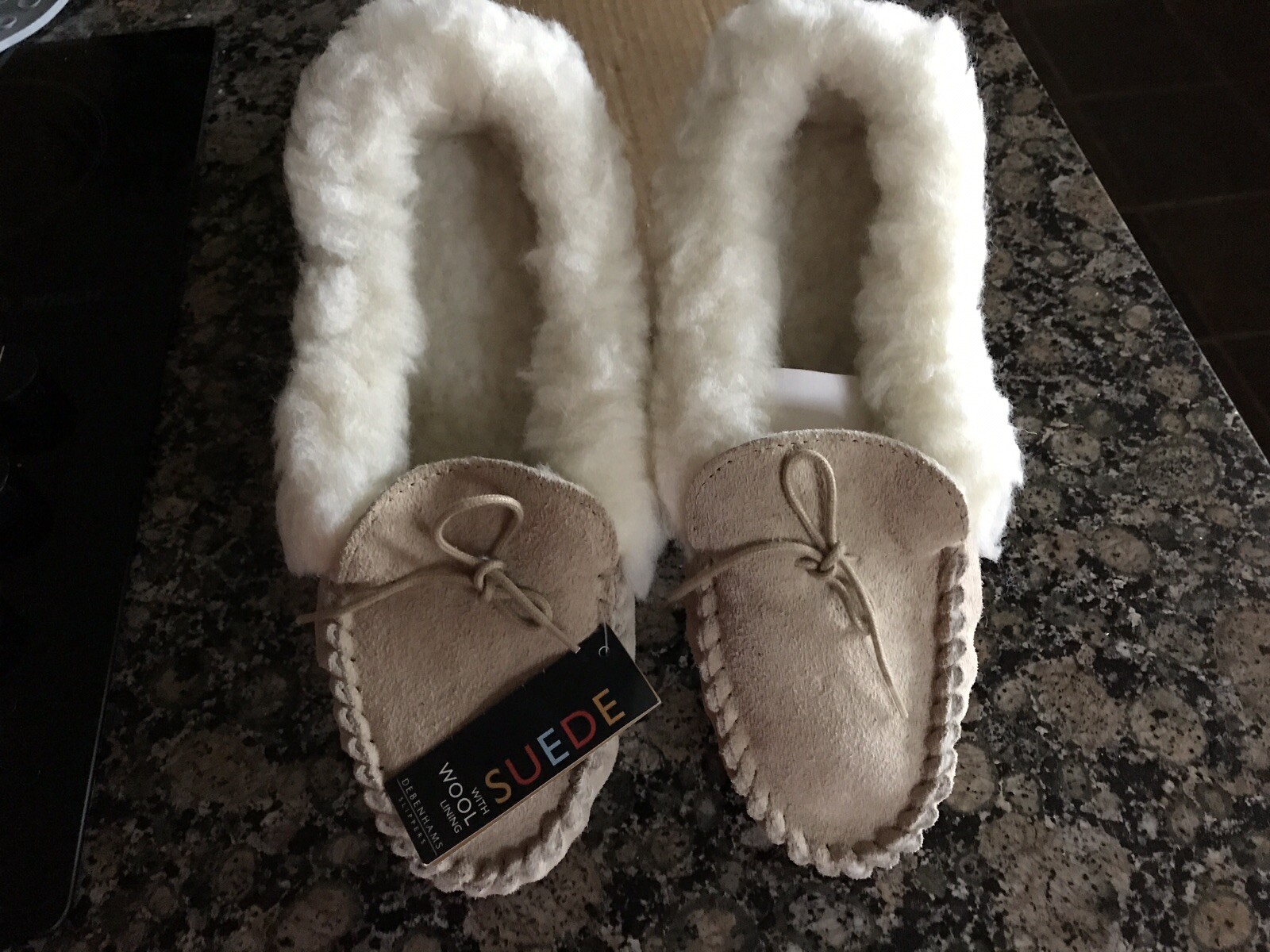 SAOLA MOCASSINO PANTOFOLE donna 7 lana foderate lusso pelle di pecora scamosciata e suola rigida BN