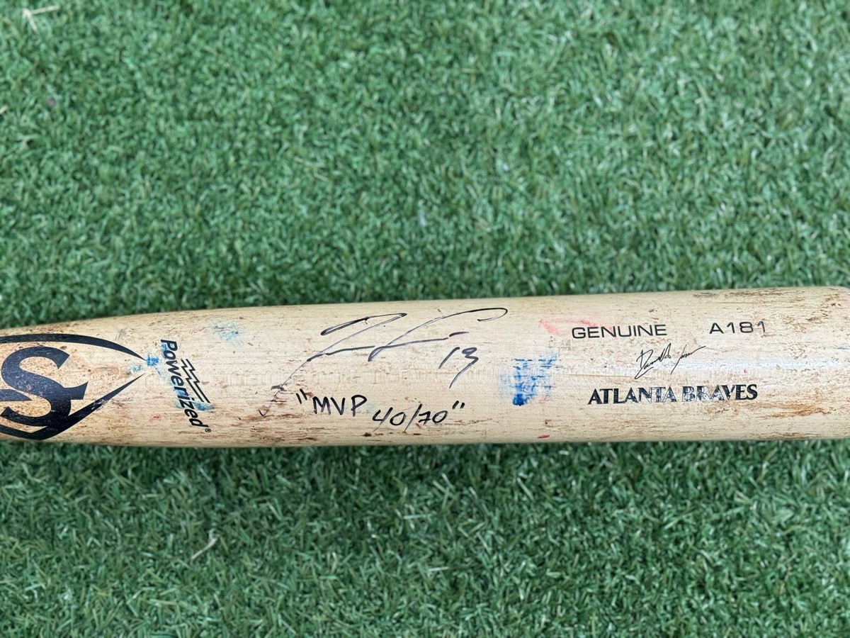 Ronald Acuna JR Game Used Louisville Slugger Signed Bat Insc MVP