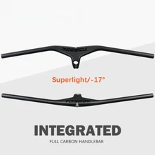 -17 Degree MTB Bicycle Integrated Carbon Handlebar 28.6mm with Computer Mount