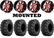 Kit 4 Sedona Buck Snort Tires 27x9-14/27x11-14 on Moose 387X Red Wheels 1KXP
