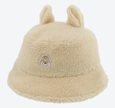 New TDR Tokyo Disney Resort White Fluffy Dale Boa Bucket Hat Ears Cap In Hand