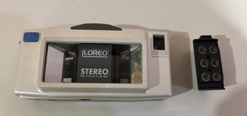 LOREO Stereo Photo Pan Focus 3D Film Camera F=28mm with Attachment - Untested