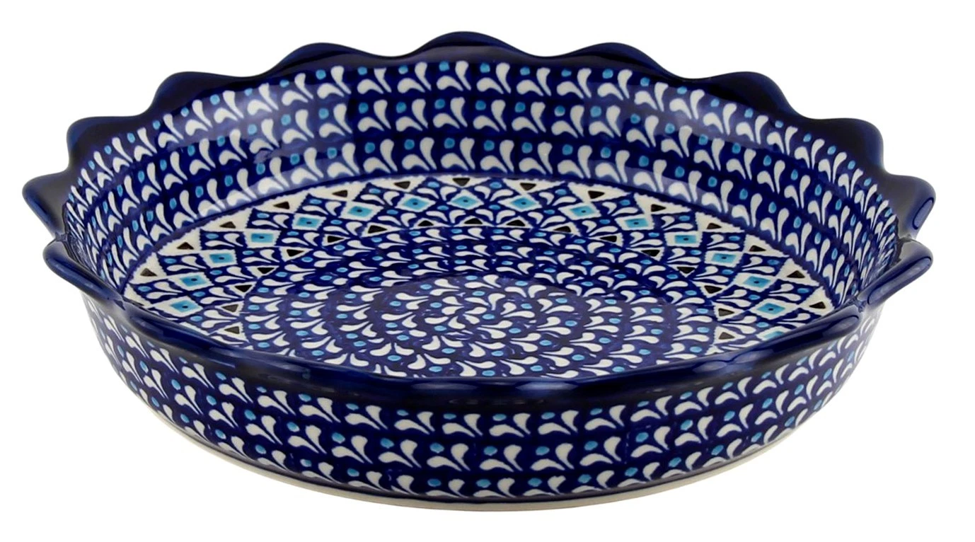Polish Pottery Quiche / Scalloped Pie Dish 9" Diameter by Zaklady Boleslawiec