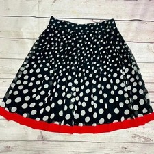 90s Flowy A- Line Vintage Express Pleated Chiffon Polka Dot Knee Length Skirt