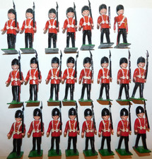 Old JOHILLCO 1950s Lead, British Scots Guards Marching w/ Officer, 23-Piece Set