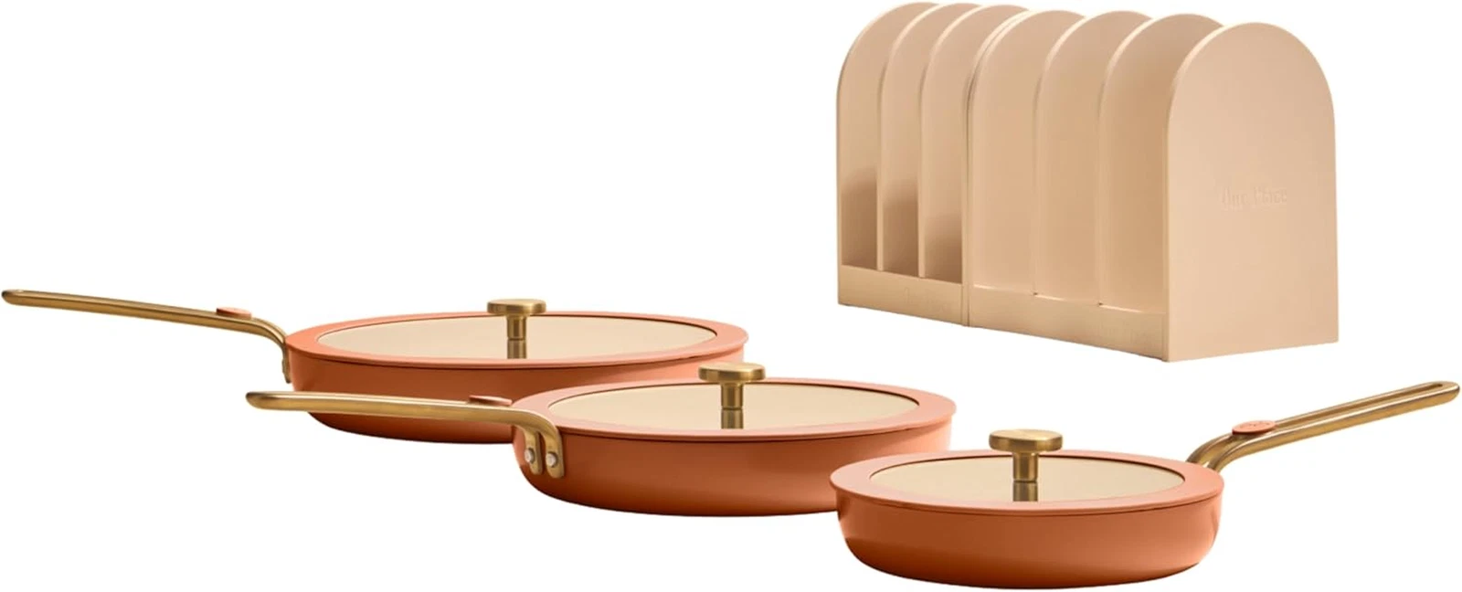 8-Piece Nonstick Cookware Set with Ceramic Fry Pan Trio & Rack