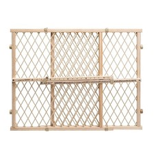 Adjustable Wood Baby Gate for Wide Openings 26 to 42 Inches Position and Lock
