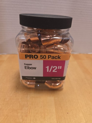 Everbilt 1/2" Copper 90-Degree Elbow Fitting Pro Pack 50-Pack