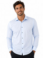Alfani Mens Dress Shirt New XL 17 -17.5 34/35 Blue Stretch Button Up Slim Fit