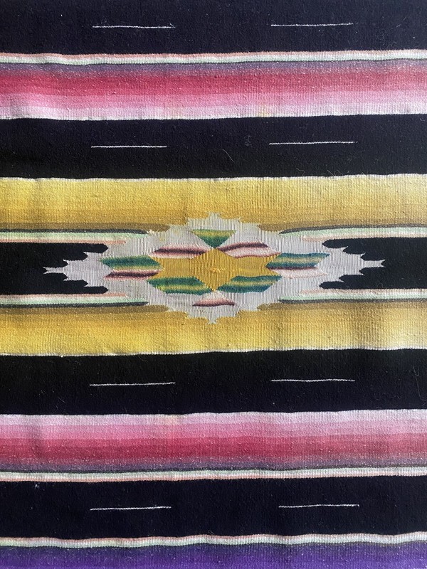 Antique Mexican Saltillo Serape Blanket Rug Southwestern wool dazzler silk