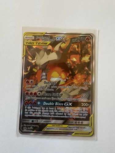 Pokémon Reshiram & Charizard GX TAG TEAM Promo Holo SM201 SM HP 270 EST PSA 8/9