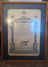 1930s Masonic Life Membership Certificate for William Wickham of Roscommon, MI
