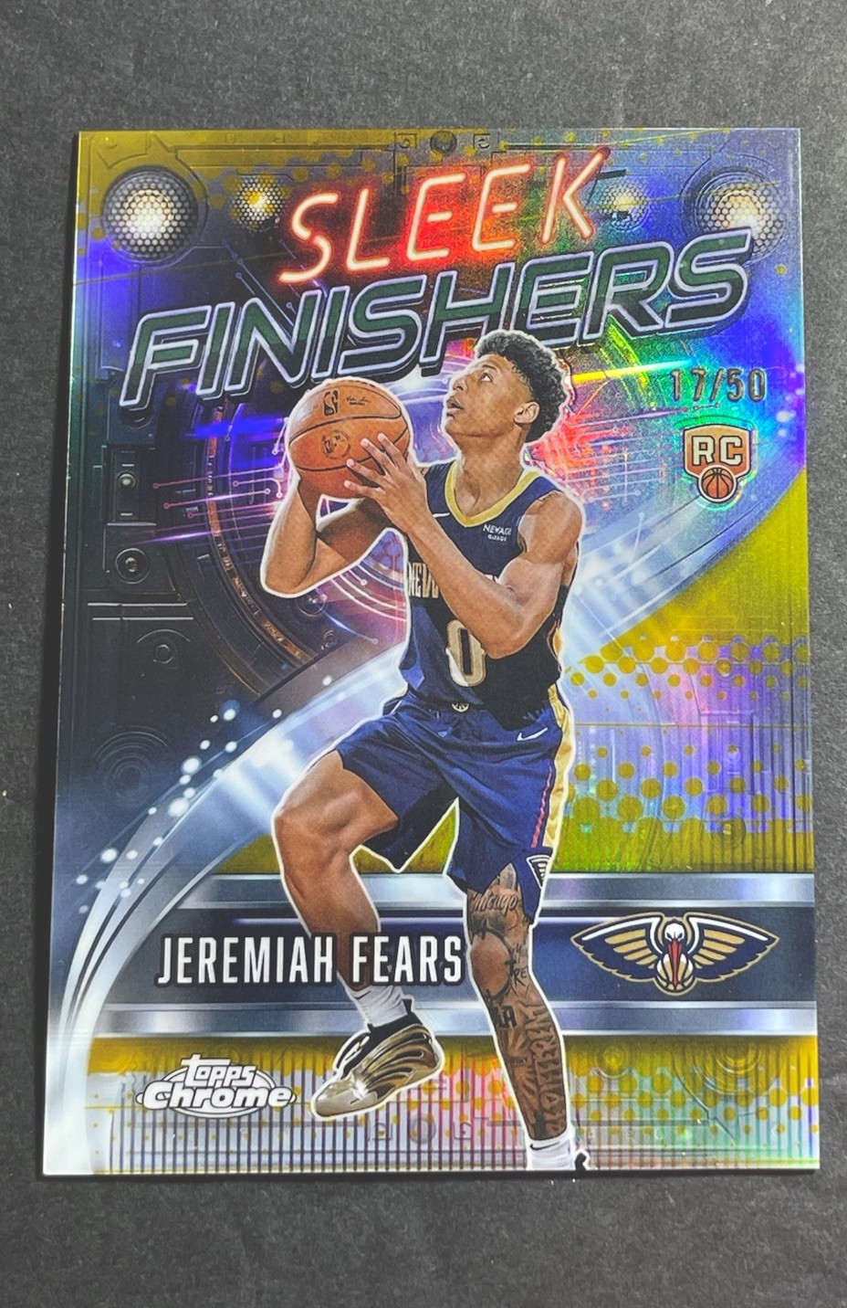 2025 Topps Chrome Jeremiah Fears Gold Refractor Sleek Finishers 17/50 1:43118 RC