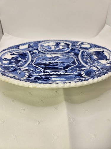 Antique Copeland Spode Blue Delft Hunt Scene Plate - Picture 3 of 14
