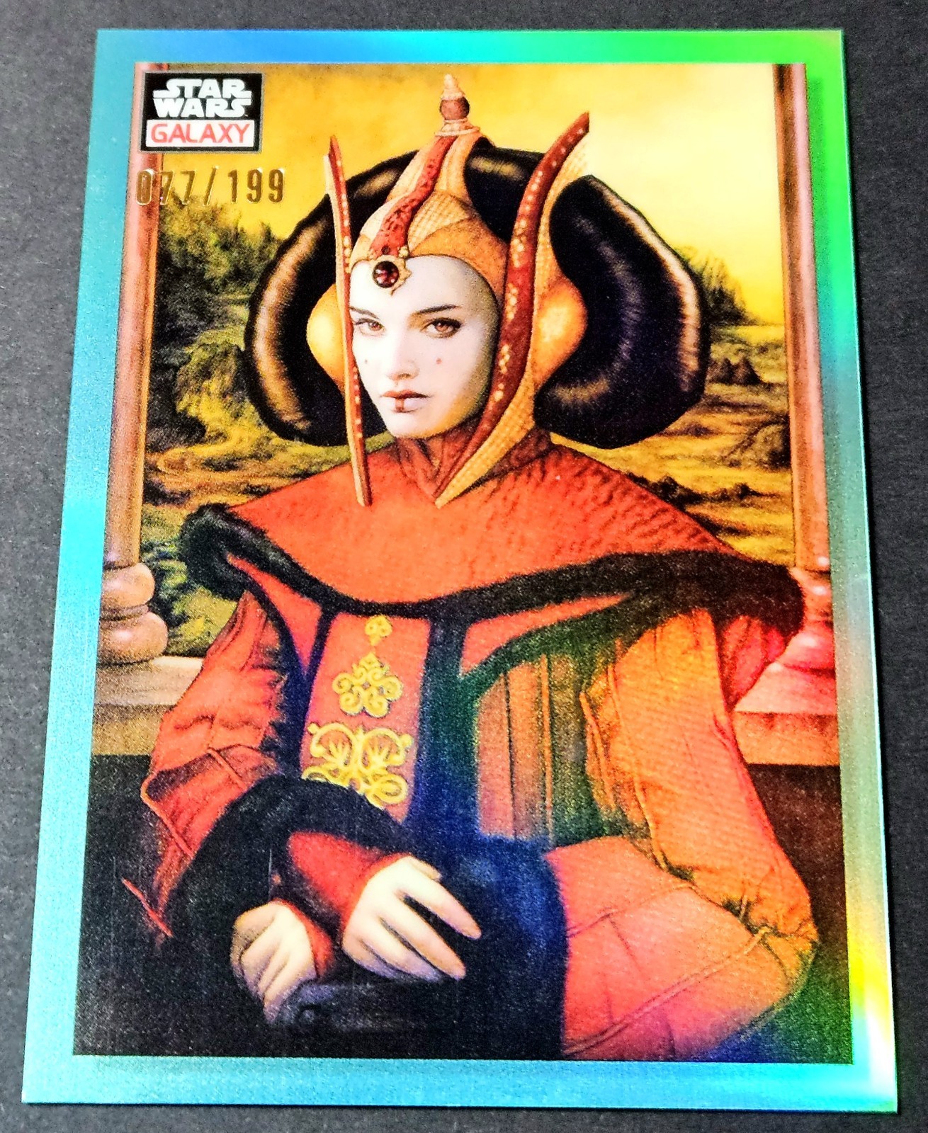 Star Wars Galaxy Queen In Portrait Amidala Padme 2023 Topps Chrome Aqua /199 #50