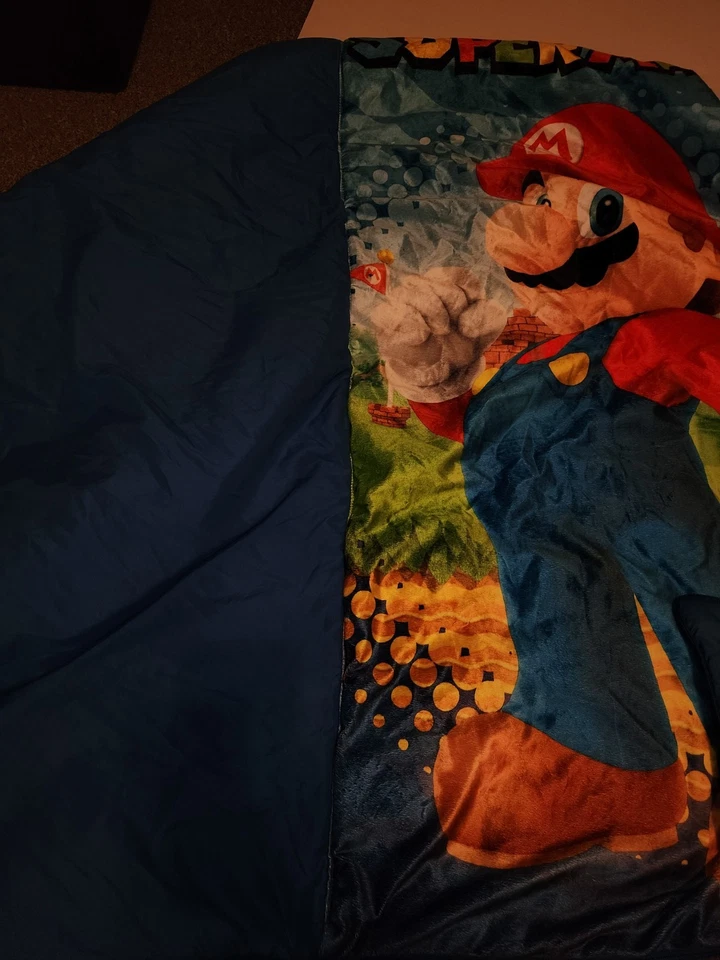 Saco de dormir Super Mario para niños pequeños aprox 24x43 pulgadas se abre completamente Foto 3 de 3