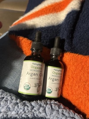 2 Bottles Organic Argan Oil | 2 fl oz | Cold Pressed | Morrocan | by Piping Rock