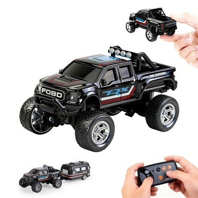 Mini RC Truck, 1/64 Scale Alloy Remote Control Monster Truck with Lights, 2.4...