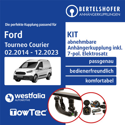 Für FORD Tourneo Courier Typ B460 02.2014-12.2023 AHK abn. +7pol sp. E-Satz TOP