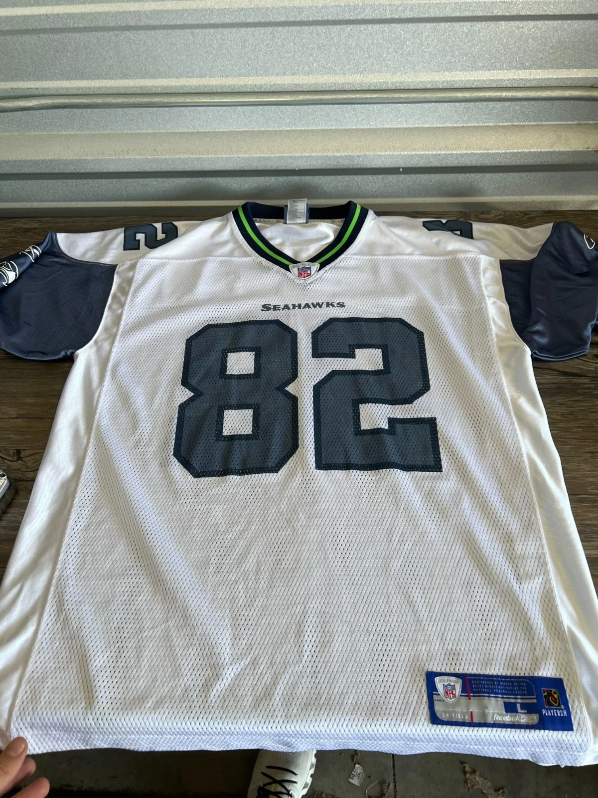 Reebok Seahawks Jackson 82 Jersey Mens L White NFL Football Mesh Top