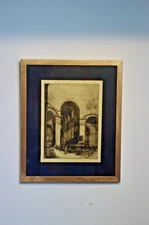 Original Etching- Framed Signed Malcolm Osborne- Interior of St Paul's- London