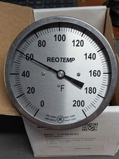 REOTEMP JJ0401F43 Adjustable Angle Bimetal Thermometer, 5" dial, 0 to 200°F