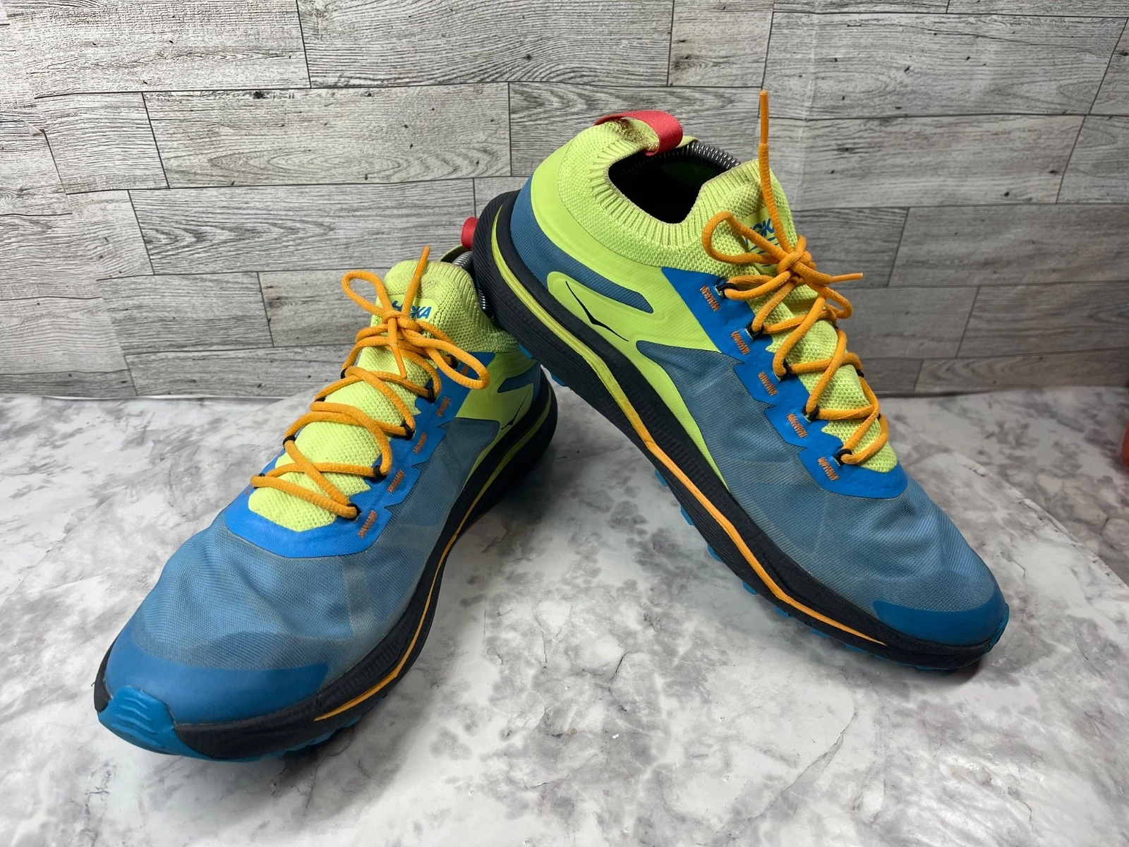 Hoka One One Zinal 2 Sneakers Men 11D Trail Running Shoes Blue Green Outdoor
