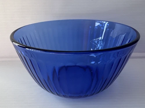 Pyrex Cobalt Blue 6 Cup Mixing Bowl 1.5 L  #7402-S Ribbed Glass Vintage