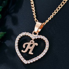 Rose Gold Initial Necklaces For Women Girls Personalized Heart Pendant Necklace