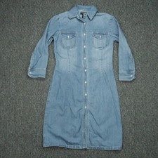 Polo Jeans Ralph Lauren Shirt Dress Womens 4 Blue Denim Button Long Sleeve