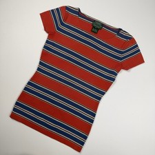 Ralph Lauren Country Tejido Manta Rayas Rojo Azul Vestido Top Camisa Vestido