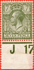 SG. 389. N27 (4). 7d Sage Green. A mounted mint control " J17 perf " exam B62146