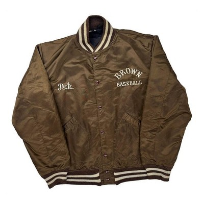 Brown Baseball Unbranded College Varsity Jacket - Large Brown Polyester
