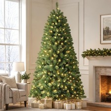 6 FT Pre-Lit Artificial Christmas Tree Hinged 728 Branch Tips,LED Lights