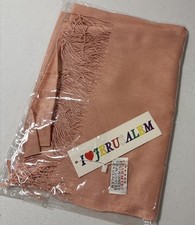 I Love Jerusalem 100 Cashmere Fringed Scarf Wrap Shawl Light Pink NWT