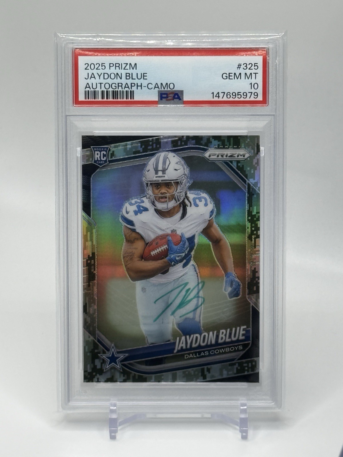 2025 Panini Prizm JAYDON BLUE Camo Rookie AUTO #7/25 - PSA 10 - COWBOYS RC