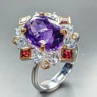 women ring Natural Amethyst Ring 925 Sterling Silver Size 8 /R460450