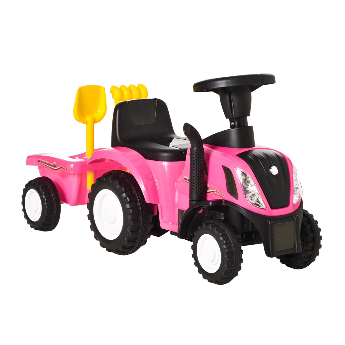 Homcom Pink Ride On Tractor Toddler Walker Foot To Floor Slider W/ Horn Storage Steering Wheel For 1-3 Years Old - Image 2