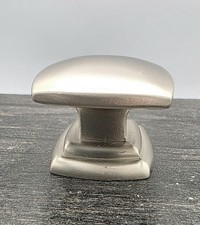 4 Cabinet Knobs Contemporary Square Brushed Nickel Hickory Hardware 1-1/2"