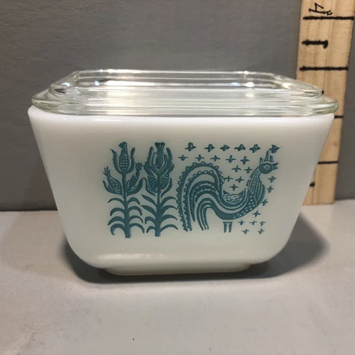 Vintage Pyrex Amish Turquoise Refrigerator Dish