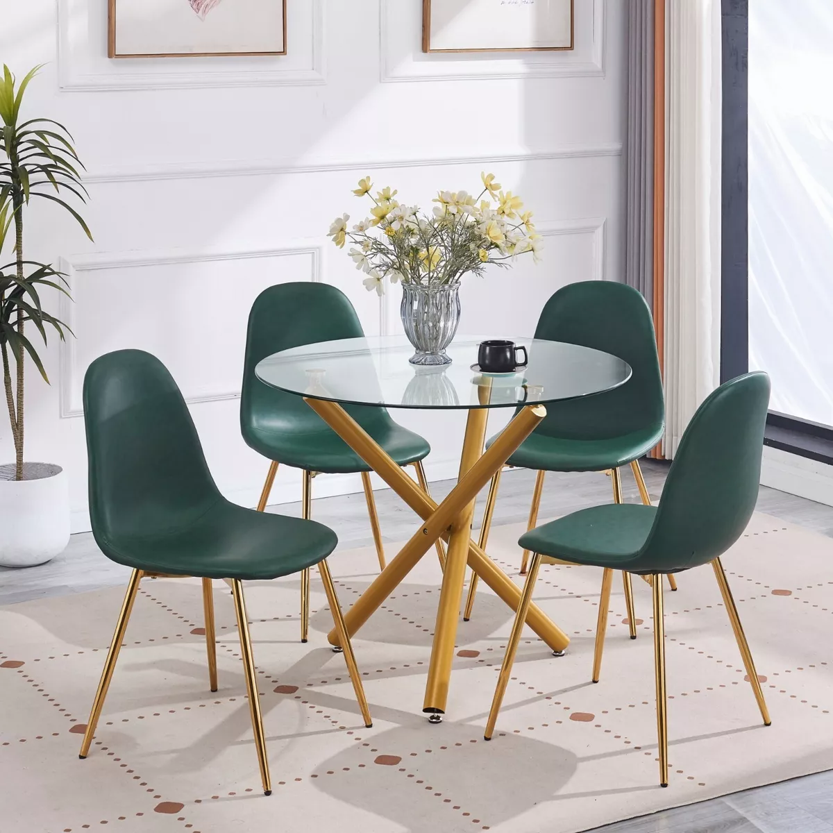 Dining table and chairs green deals