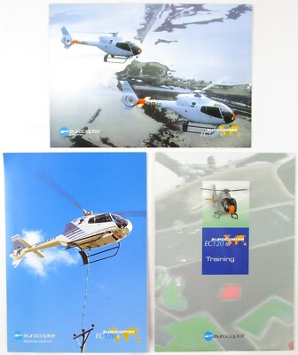 Lot of 3 Eurocopter EC120 B Helicopter Sales Promo Items, 2 Photos & 1 Brochure