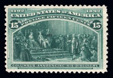 MOMEN: US STAMPS #238 15c COLUMBIAN MINT OG LH PSE CERT LOT #90568