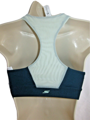 アクア Skechers Womens Teal Blue Front Zip Maritime Sports Bra Size XS