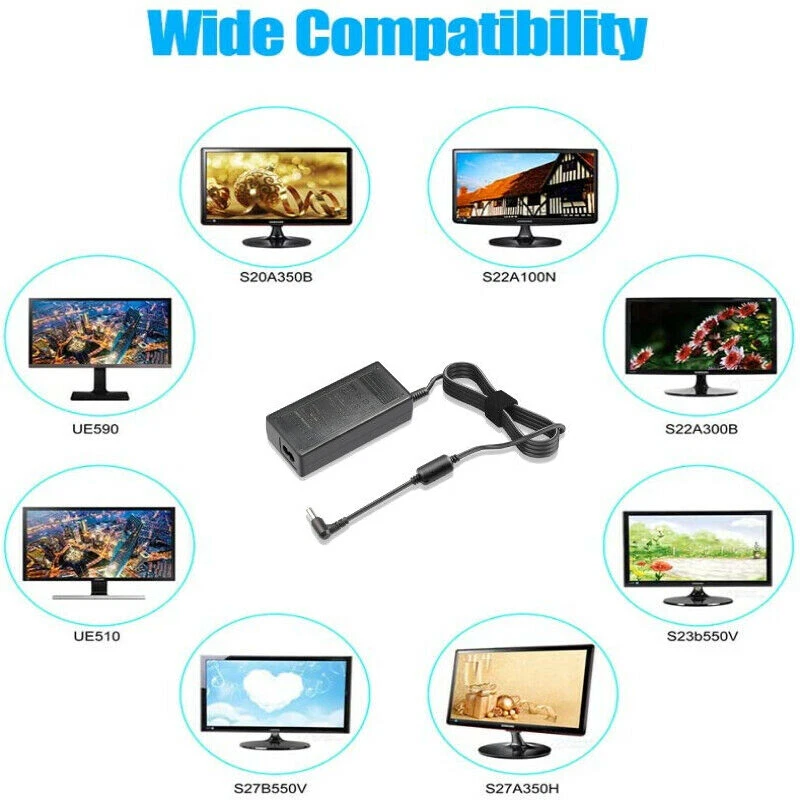 14V Ladekabel Netzteil für Samsung Monitor Ladegerät C27F396FHN LC27F396FHNXZA - Bild 2 von 4