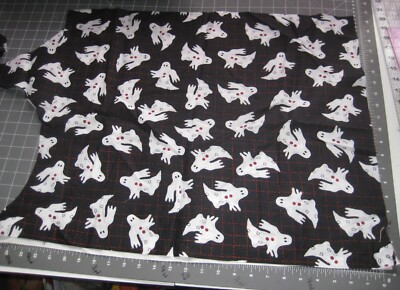 Halloween Fabric Black w/ Ghost 5/8 yard 22 1/2'' x 40'' Great for Quilts Crafts
