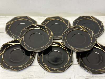 8 Gallery Collections Ranmaru Japan Crystalline Black 6  Octagonal Bread Plate