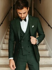 Dark Green Men Tuxedo Suit Slim Fit Groom Prom Party Dinner Wedding Suit Custom